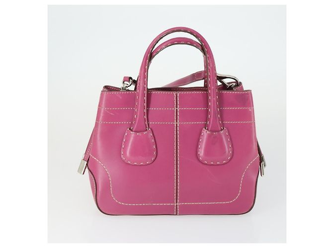 BALLY TOD'S Borsa a Spalla in Pelle 2 Pezzi Rosa Nero Auth BA9888 - vista 2