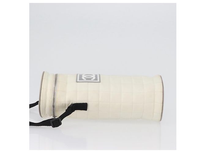 Borsa porta bottiglia in nylon bianco e argento della linea sportiva CHANEL con CC Auth bs33406 - vista 4