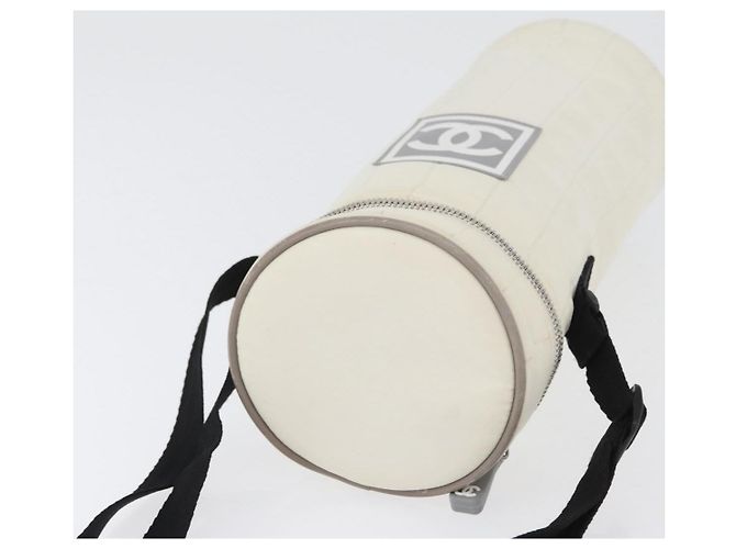 Borsa porta bottiglia in nylon bianco e argento della linea sportiva CHANEL con CC Auth bs33406 - vista 6
