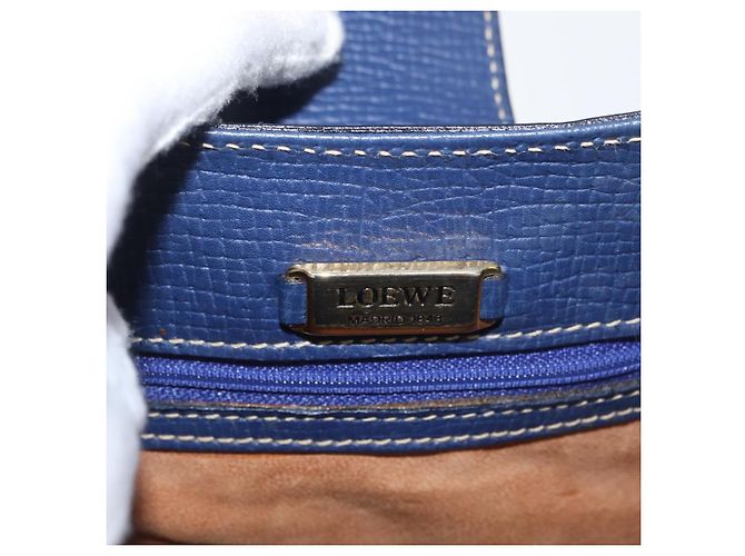 Bolso de Hombro LOEWE de Cuero Azul Marino Dorado Auth ep13402 - vista 10