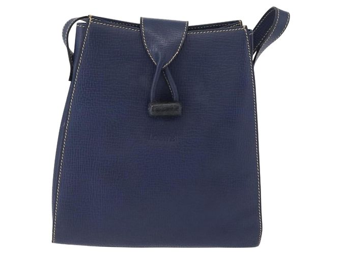 Bolso de Hombro LOEWE de Cuero Azul Marino Dorado Auth ep13402 - vista 13