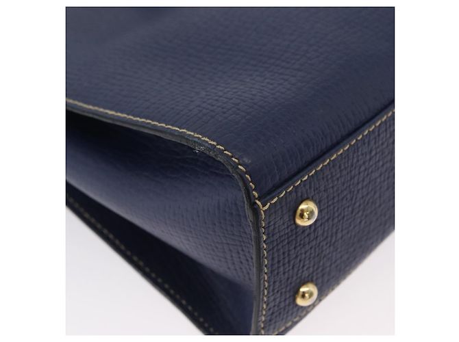 Bolso de Hombro LOEWE de Cuero Azul Marino Dorado Auth ep13402 - vista 14