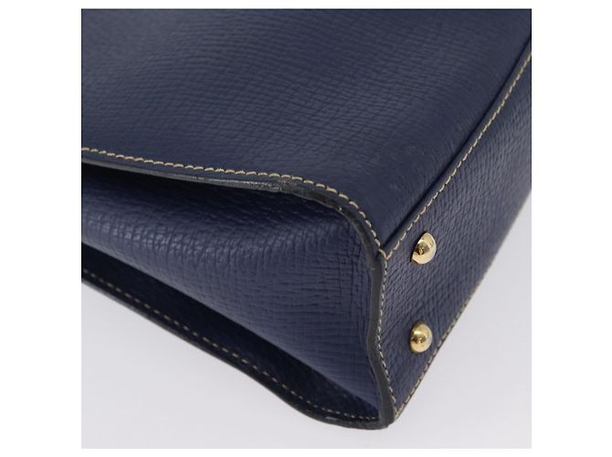 Bolso de Hombro LOEWE de Cuero Azul Marino Dorado Auth ep13402 - vista 16