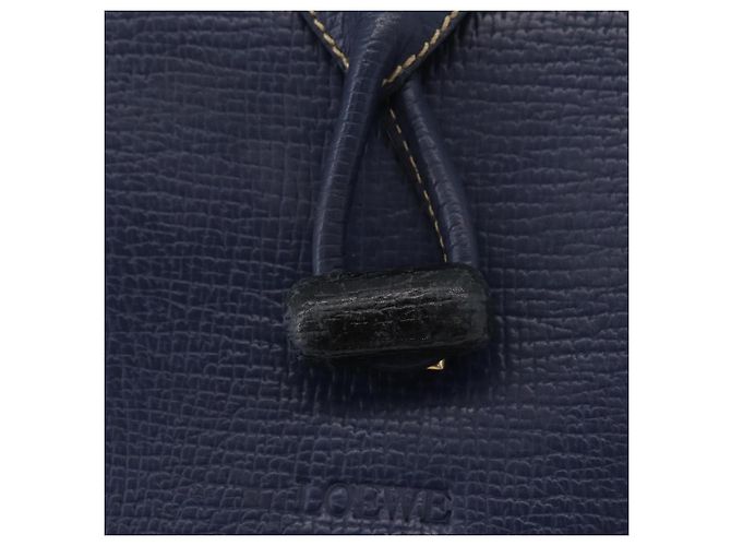 Bolso de Hombro LOEWE de Cuero Azul Marino Dorado Auth ep13402 - vista 17