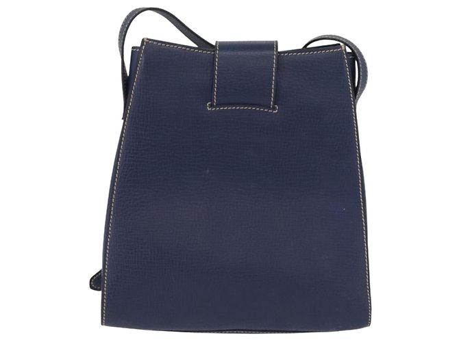 Bolso de Hombro LOEWE de Cuero Azul Marino Dorado Auth ep13402 - vista 2