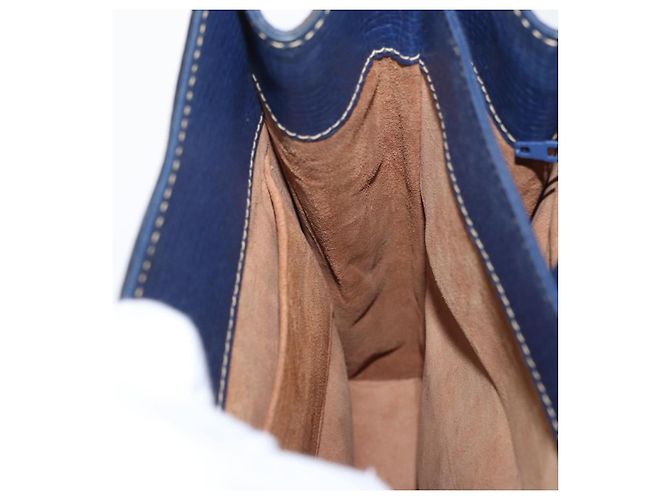Bolso de Hombro LOEWE de Cuero Azul Marino Dorado Auth ep13402 - vista 22