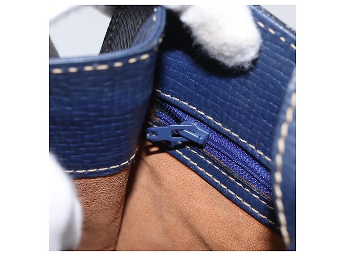Bolso de Hombro LOEWE de Cuero Azul Marino Dorado Auth ep13402 - vista 24