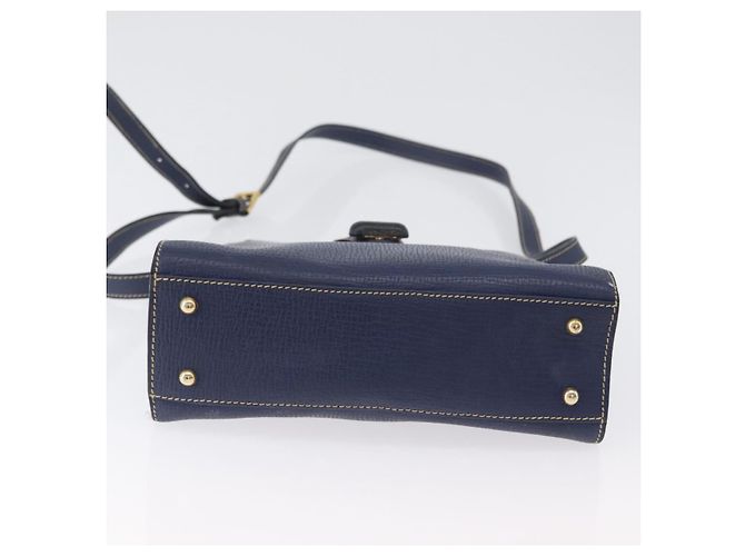 Bolso de Hombro LOEWE de Cuero Azul Marino Dorado Auth ep13402 - vista 5