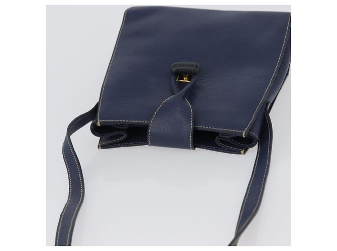 Bolso de Hombro LOEWE de Cuero Azul Marino Dorado Auth ep13402 - vista 6
