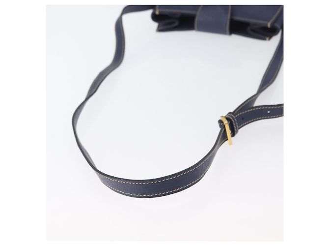 Bolso de Hombro LOEWE de Cuero Azul Marino Dorado Auth ep13402 - vista 7
