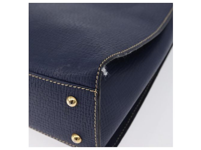 Bolso de Hombro LOEWE de Cuero Azul Marino Dorado Auth ep13402 - vista 9