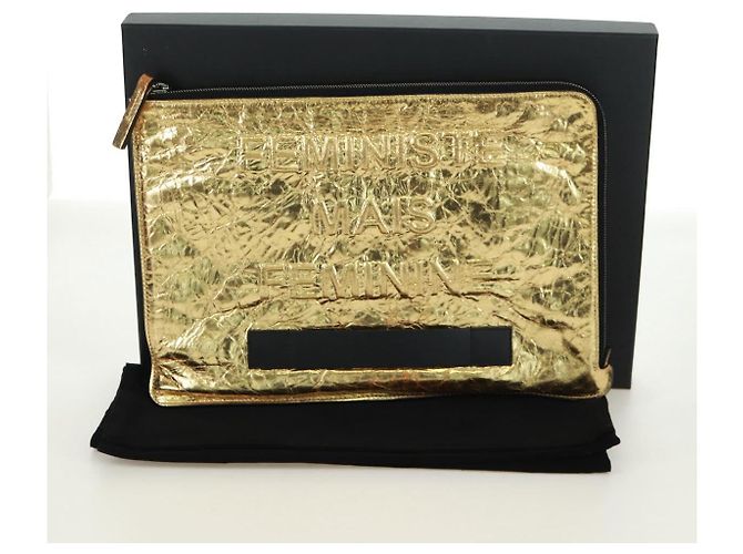 CHANEL Bolso de Mano de Cuero Dorado CC Auth 165360M - vista 12