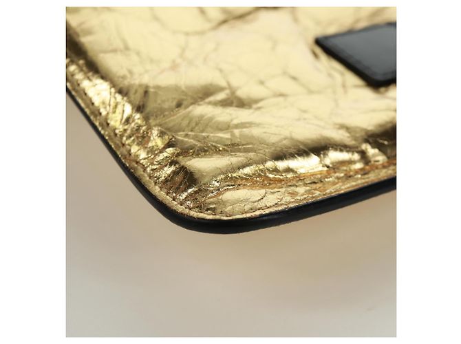 CHANEL Bolso de Mano de Cuero Dorado CC Auth 165360M - vista 14