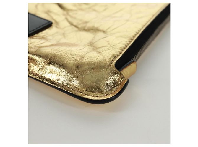 CHANEL Bolso de Mano de Cuero Dorado CC Auth 165360M - vista 15