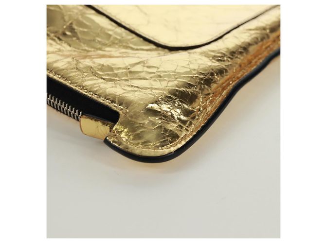 CHANEL Bolso de Mano de Cuero Dorado CC Auth 165360M - vista 16