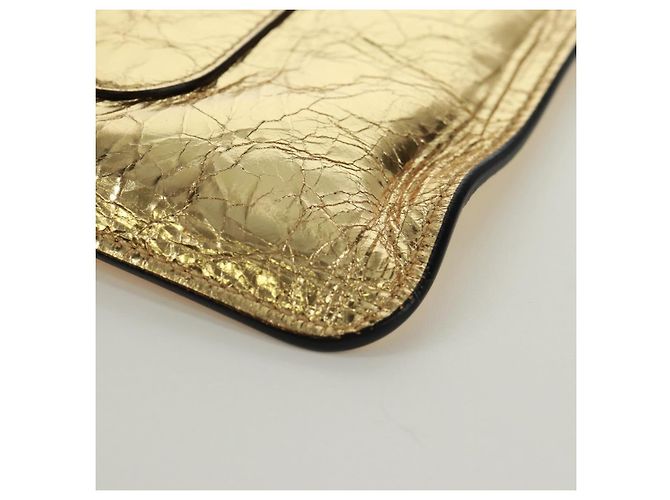 CHANEL Bolso de Mano de Cuero Dorado CC Auth 165360M - vista 17