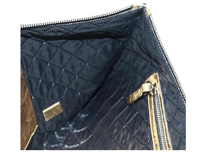 CHANEL Bolso de Mano de Cuero Dorado CC Auth 165360M - vista 23