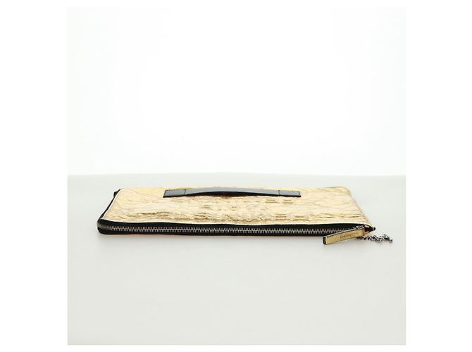 CHANEL Bolso de Mano de Cuero Dorado CC Auth 165360M - vista 5