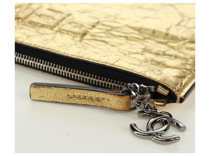 CHANEL Bolso de Mano de Cuero Dorado CC Auth 165360M - vista 7