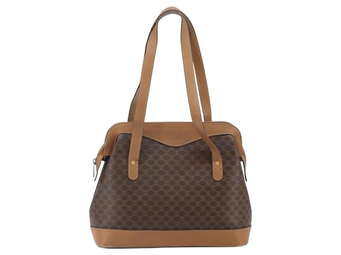 Céline Borsa a mano in tela Macadam CELINE in pelle PVC marrone e oro Auth 172241 D'oro - vista 13