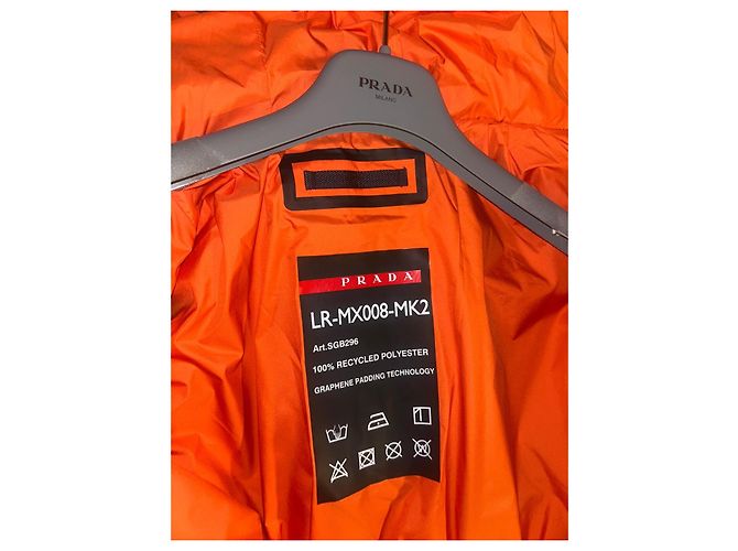 Leichte, gesteppte Prada-Jacke aus Polyester Orange - Ansicht 11