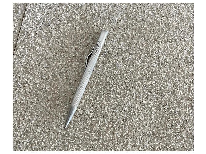 Autre Marque SOPRANE Ribbed Mechanical Pencil Silver Plated - Vintage Silvery - view 3