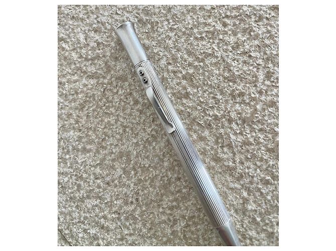 Autre Marque SOPRANE Ribbed Mechanical Pencil Silver Plated - Vintage Silvery - view 6
