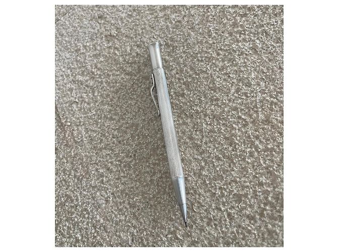 Autre Marque SOPRANE Ribbed Mechanical Pencil Silver Plated - Vintage Silvery - view 7