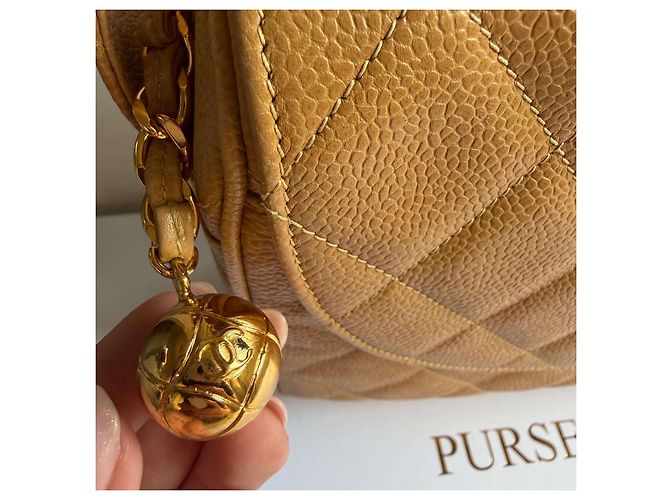 Camera Borsa a tracolla in caviar Chanel Beige - vista 11