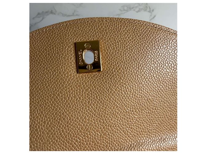 Camera Borsa a tracolla in caviar Chanel Beige - vista 13