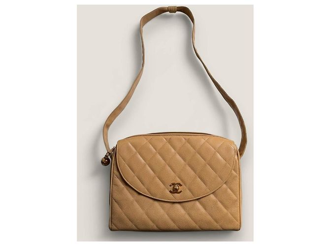 Camera Borsa a tracolla in caviar Chanel Beige - vista 15
