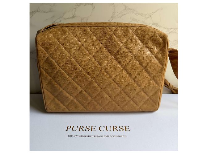 Camera Borsa a tracolla in caviar Chanel Beige - vista 8