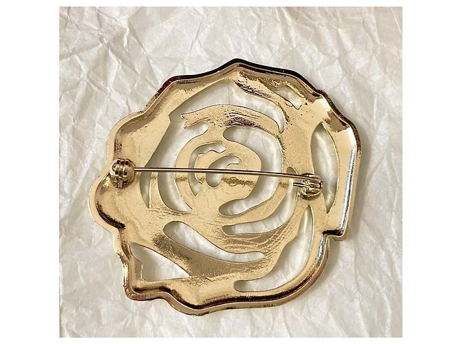 Bellissima spilla Blugirl di BLUMARINE a forma di rosa con cristalli Bianco D'oro - vista 6