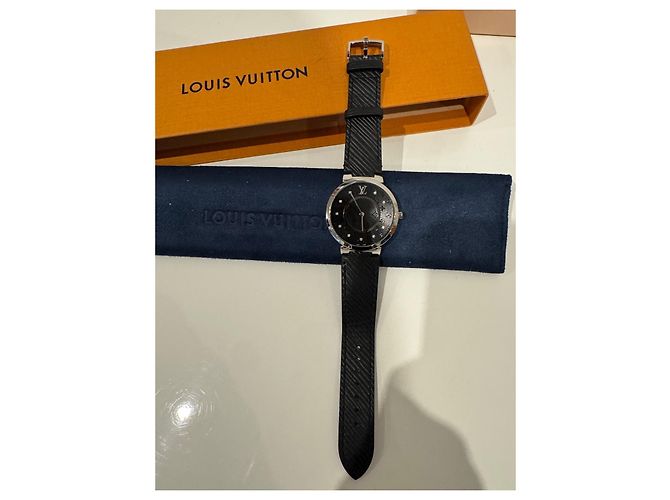 Louis Vuitton Tambour Uhr Stahl Schwarz Diamanten - Ansicht 2