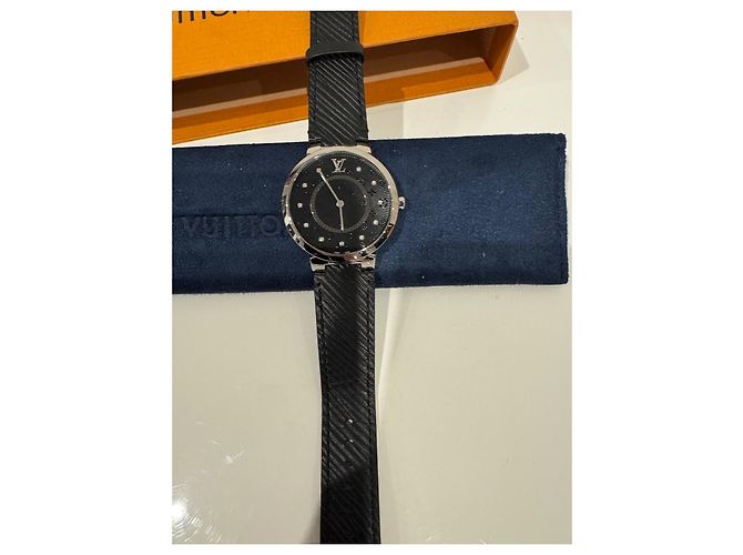 Louis Vuitton Tambour Uhr Stahl Schwarz Diamanten - Ansicht 3