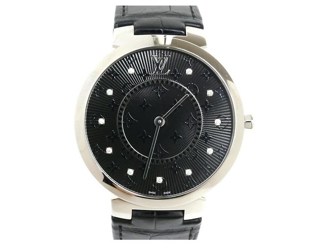Louis Vuitton Tambour Uhr Stahl Schwarz Diamanten - Ansicht 6