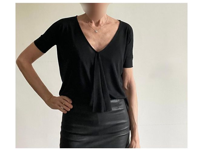 Top nero Dagmar kimono scollo a V - maniche corte T. XS - vista 12