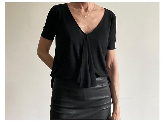 Top nero Dagmar kimono scollo a V - maniche corte T. XS - vista 13