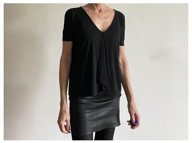 Top nero Dagmar kimono scollo a V - maniche corte T. XS - vista 3