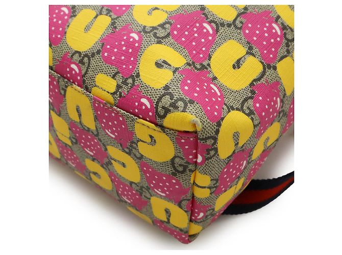 Zaino Gucci GG Supreme Rosa Beige Arancione Giallo - vista 3