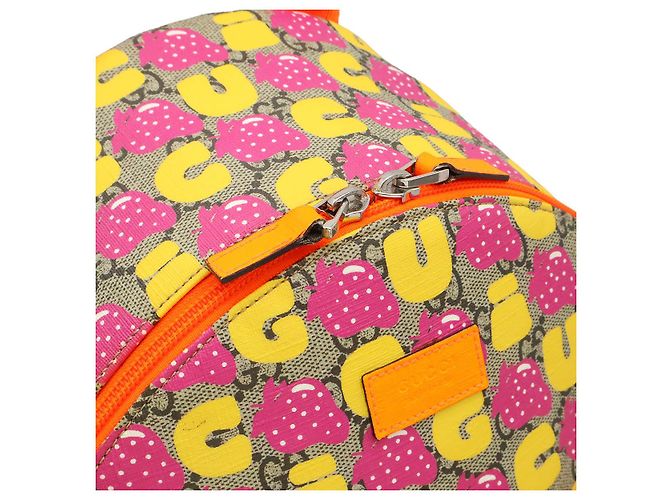 Zaino Gucci GG Supreme Rosa Beige Arancione Giallo - vista 6