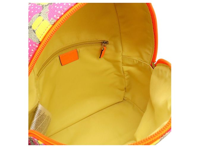Zaino Gucci GG Supreme Rosa Beige Arancione Giallo - vista 7