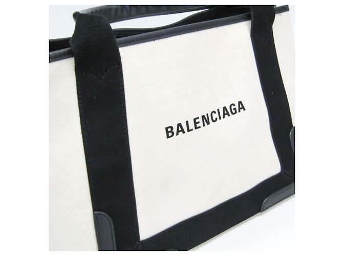 Borsa Balenciaga Cabas S blu navy Nero Bianco sporco - vista 8