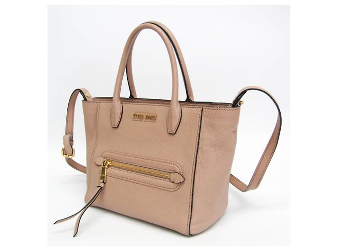 Borsa in pelle Miu Miu Madras 5BG143 Beige - vista 8