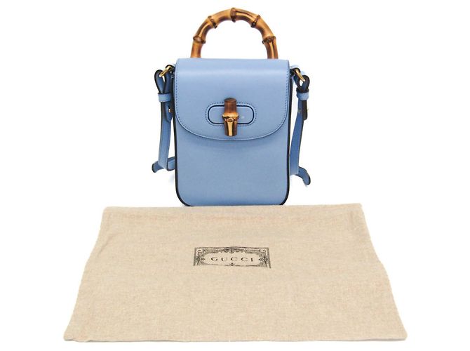 Zaino in pelle Gucci Bamboo, borsa a mano, borsa a spalla Blu - Ansicht 2