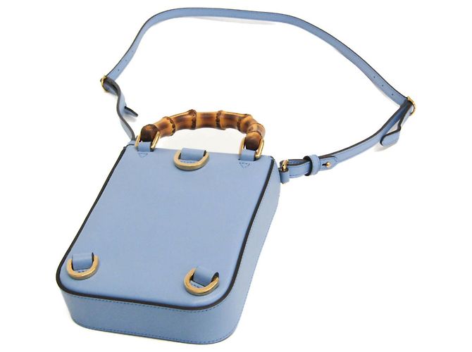 Zaino in pelle Gucci Bamboo, borsa a mano, borsa a spalla Blu - Ansicht 3
