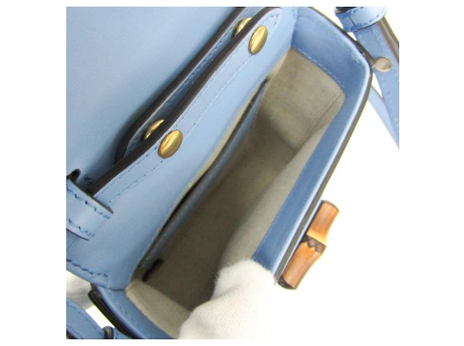 Zaino in pelle Gucci Bamboo, borsa a mano, borsa a spalla Blu - Ansicht 4