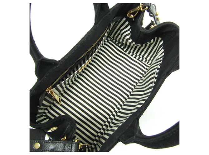 Borsa in denim da donna Prada Canapa Nero Bianco - vista 4