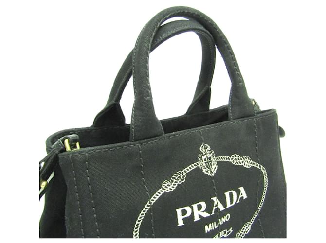 Borsa in denim da donna Prada Canapa Nero Bianco - vista 7