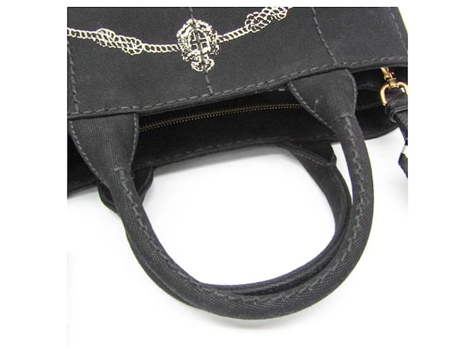 Borsa in denim da donna Prada Canapa Nero Bianco - vista 8